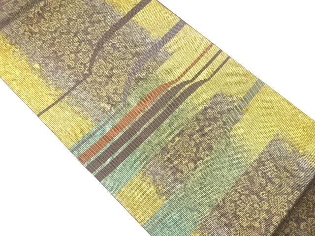 JAPANESE FUKURO OBI / PULP CLOTH / WOVEN FLOWER ARABESQUE